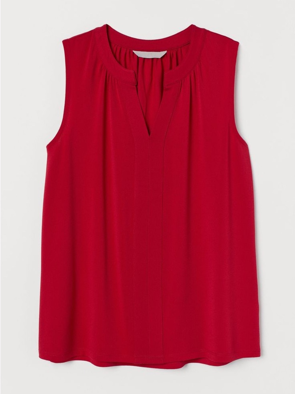 H&M Red Pleated Camisole Size L Sleeveless V-Neck Tank Top